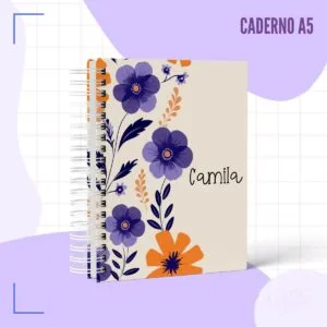 Caderno Pautado Floral Roxo - Arquivo Digital 11 Caderno Pautado Floral Roxo - Arquivo Digital
