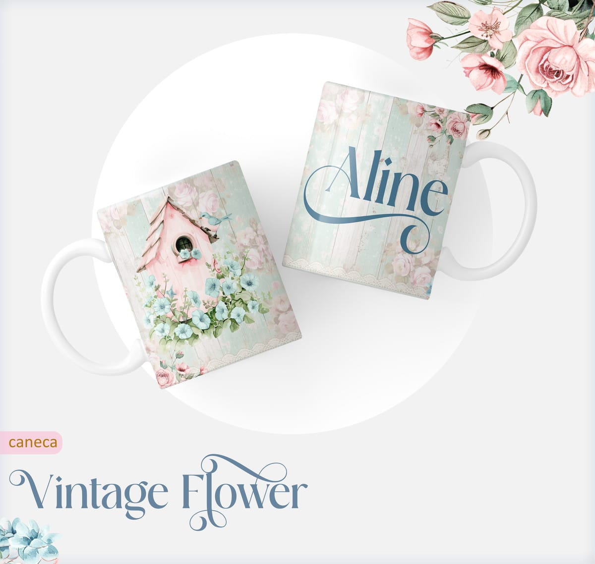 Caderno Pautado Floral Vintage para Encadernação 3 Caderno Pautado Floral Vintage para Encadernação - Imagem 3