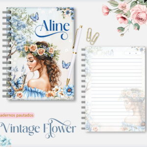 caderno pautado vintage flower 05 arquivos encadernacao 1