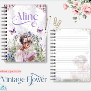 caderno pautado vintage flower 06 arquivos encadernacao 1