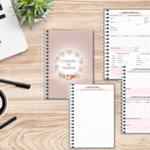 caderno pedidos rosa arquivo digital arte digital