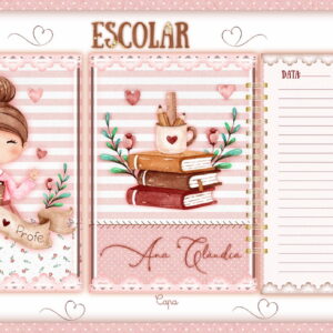 Kit Digital Caderno Professora com Capa Aquarelada 8 caderno professora arquivo digital