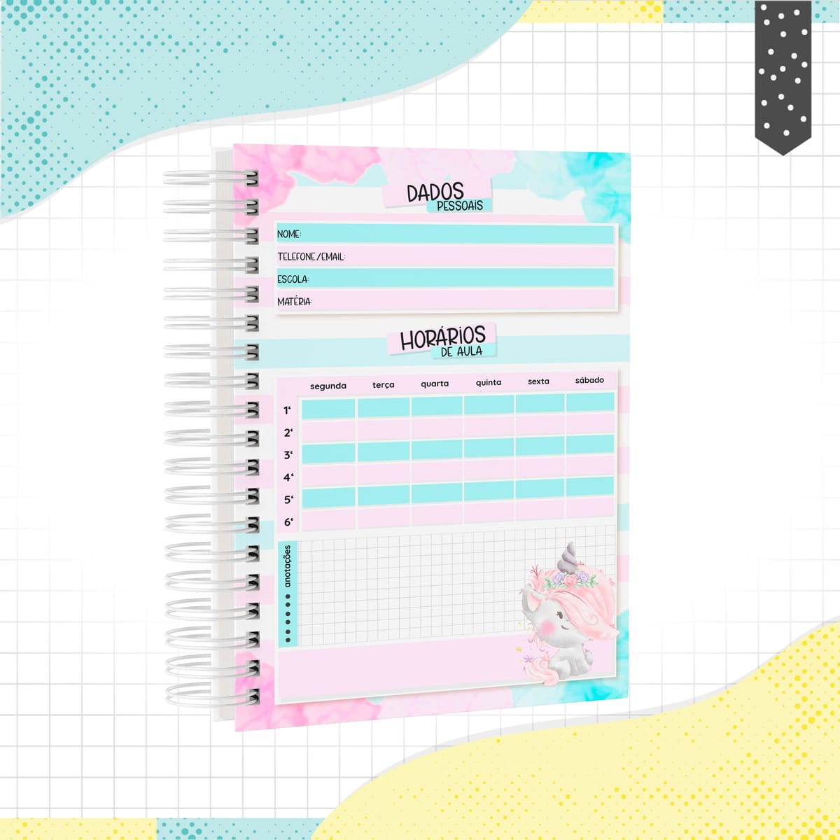 Caderno Unicórnio Digital Arquivo para Personalizar 2 Caderno Unicórnio Digital Arquivo para Personalizar - Imagem 2