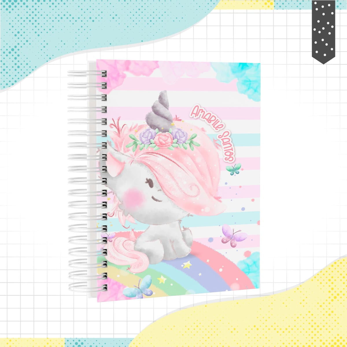 Caderno Unicórnio Digital Arquivo para Personalizar 1 Caderno Unicórnio Digital Arquivo para Personalizar
