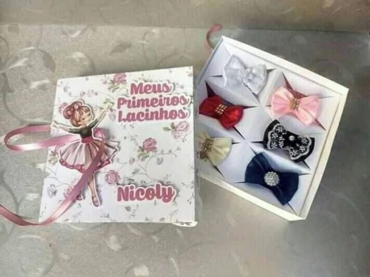 Caixa Lacinhos Tema Bailarina com Arquivo de Corte 1 Caixa Lacinhos Tema Bailarina com Arquivo de Corte
