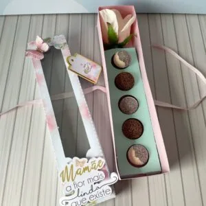 Caixa para 5 Doces e 1 Rosa - Arquivo Digital