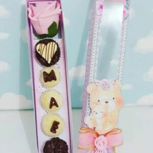 caixa para 5 doces e 1 rosa ursinha rosa arquivo de corte arquivo de corte dia das maes