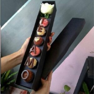caixa para 6 doces e 1 rosa molde limpo arquivo de corte personalizacao