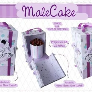 Caixa para mini bolo e gaveta (MaleCake) - Arquivo Digital