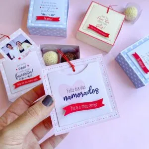 Caixinha de Doce com Foto Namorados Arquivo de Corte em PDF