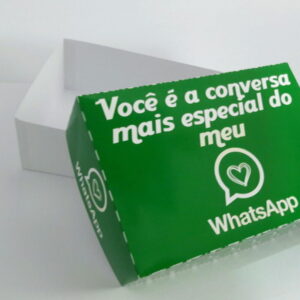 Caixa verde com frase 'Você é a conversa mais especial do meu WhatsApp'.