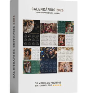 calendarios editaveis 2026 fotos arquivo digital