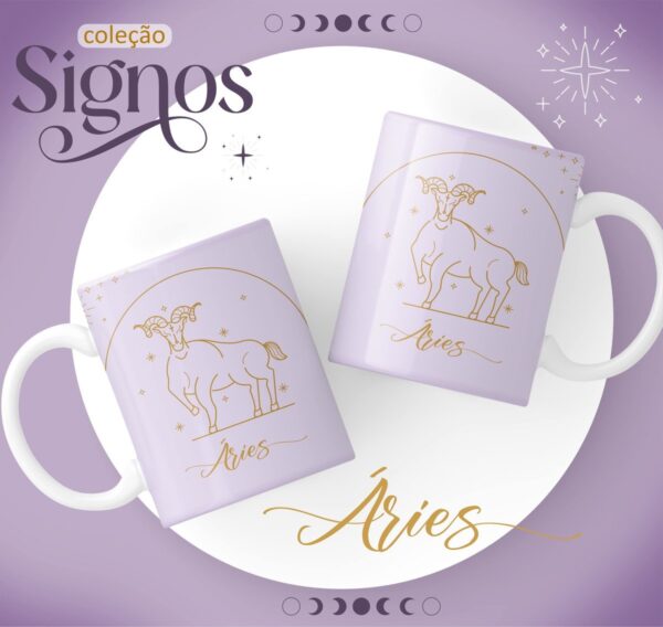 Canecas Signos Lilás - Arquivo Digital