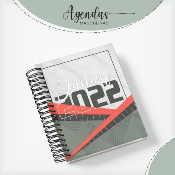 Capa Agenda Masculina Verde com Vermelho - Arquivo Digital