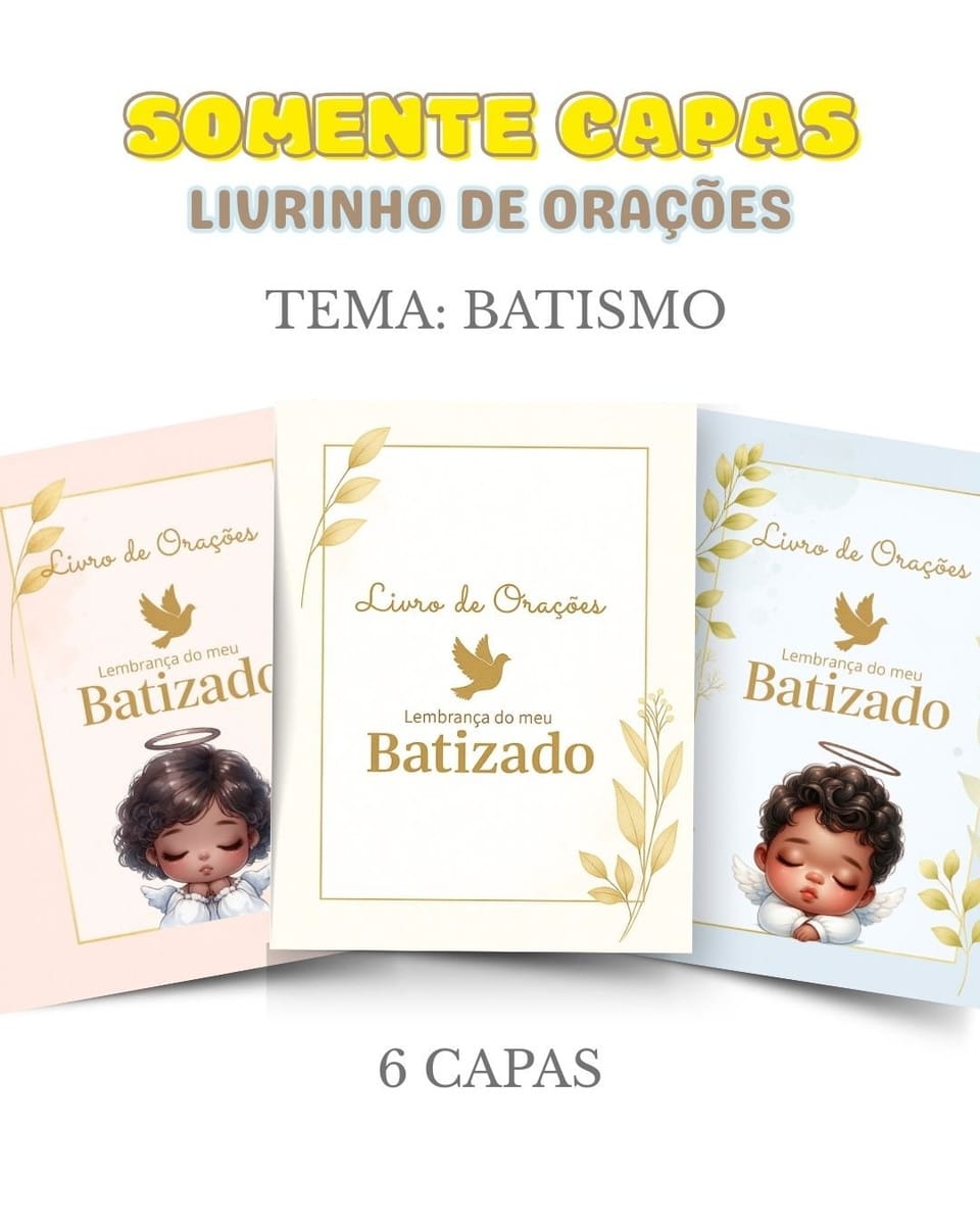 Capas para Lembrancinha de Batismo em Arquivo Digital 2 Pack Capas Batismo Arquivo Digital 2