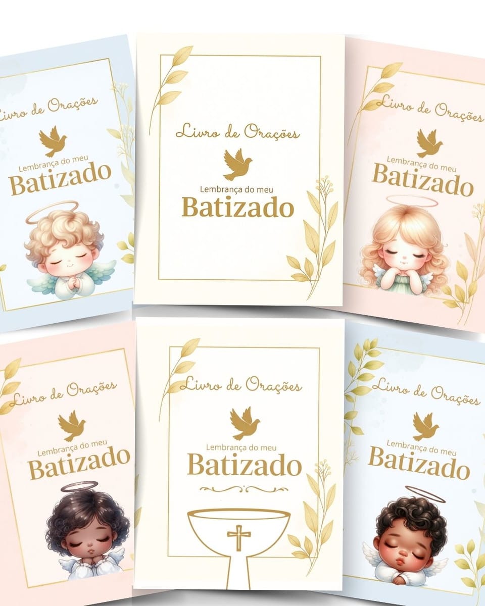 Capas para Lembrancinha de Batismo em Arquivo Digital 3 Pack Capas Batismo Arquivo Digital 3