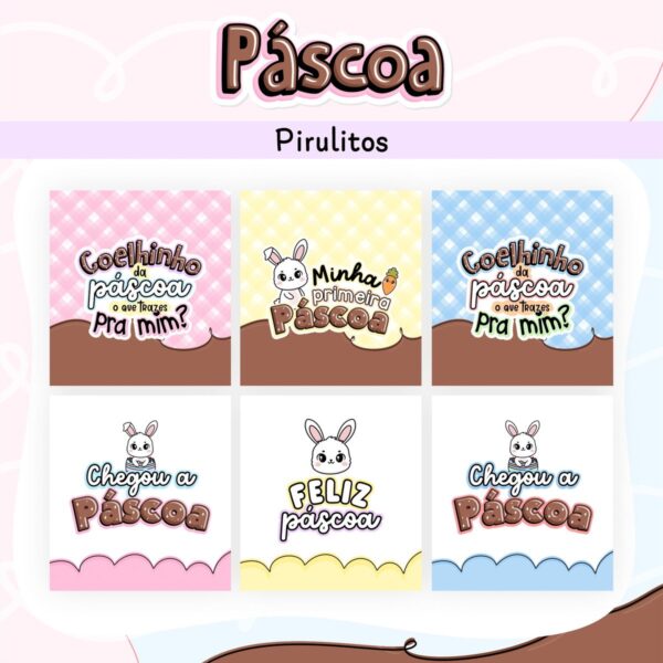 Capas para Pirulitos Páscoa Coloridos - Arquivo Digital