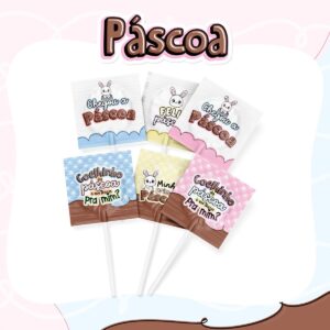 Capas para Pirulitos Páscoa Coloridos - Arquivo Digital