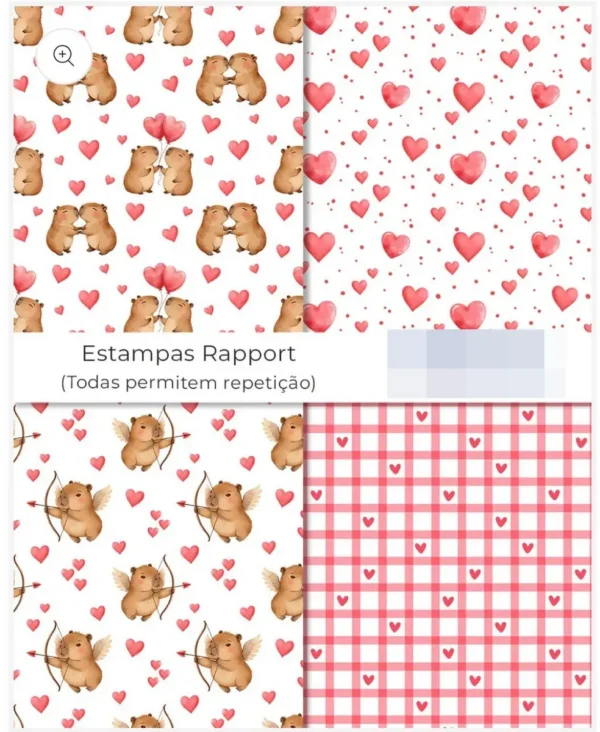 Capivara e Corações - Kit Gráfico Dia dos Namorados PNG