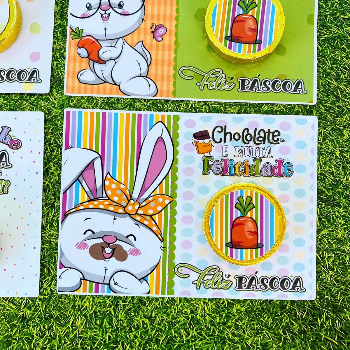 Card Moedinha Chocolate Páscoa para Imprimir com Coelhinhos 2 Card Moedinha Chocolate Pascoa Arquivo Digital 2
