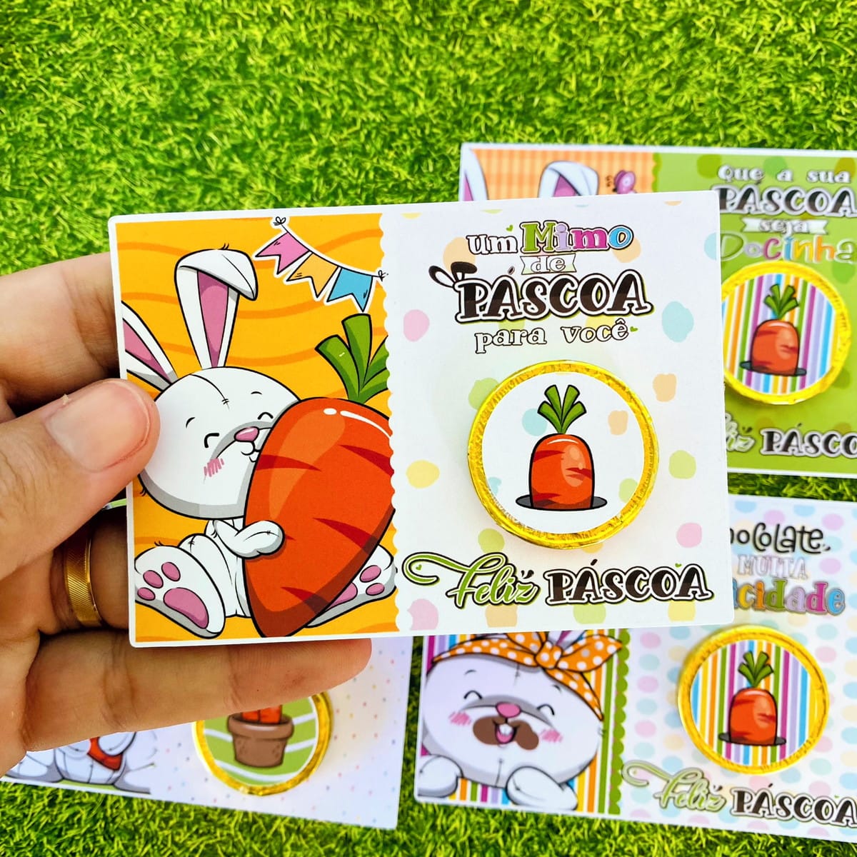 Card Moedinha Chocolate Páscoa para Imprimir com Coelhinhos 4 Card Moedinha Chocolate Pascoa Arquivo Digital 4