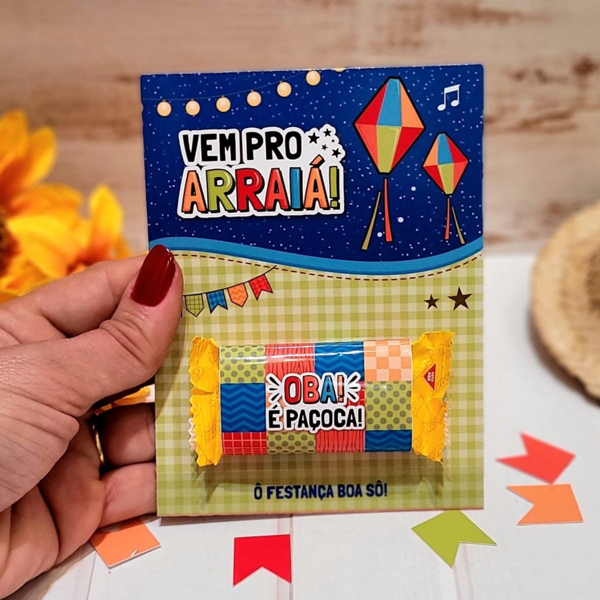 Card Paçoca Festa Junina em PNG e PDF para Imprimir 2 Card Paçoca Festa Junina em PNG e PDF para Imprimir - Imagem 2