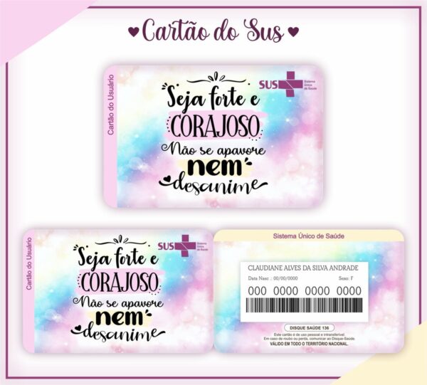 Cartão Personalizado SUS Adulto Feminino - ARQUIVO DIGITAL