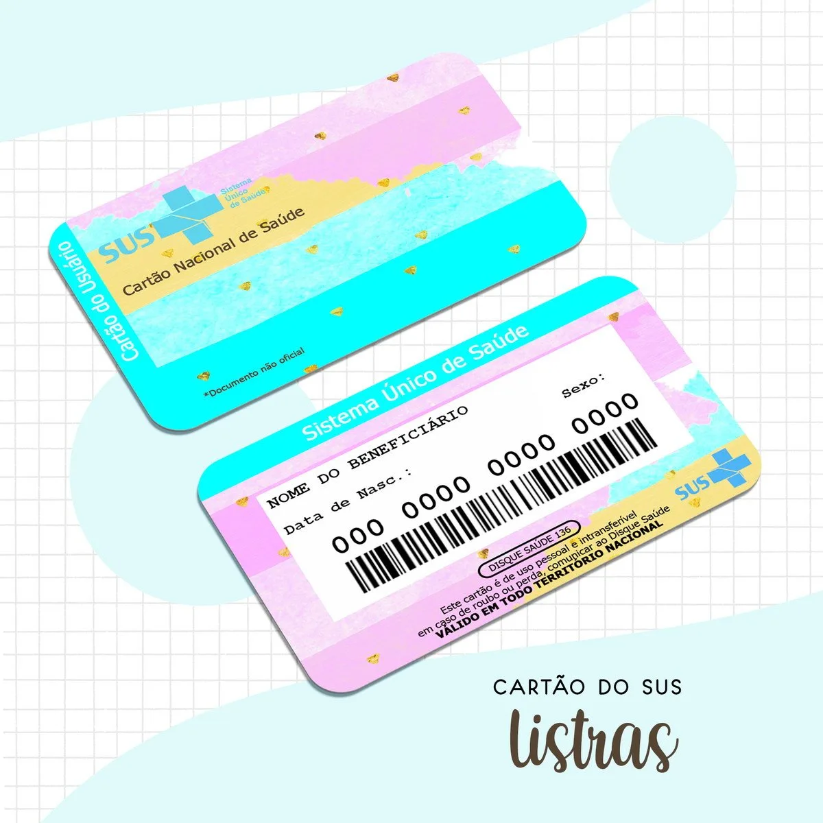 Cartão Sus Adulto Listras Feminino - Arquivo Digital