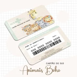 Cartão Sus Animais Boho - Arquivo Digital 24 Cartão Sus Animais Boho - Arquivo Digital