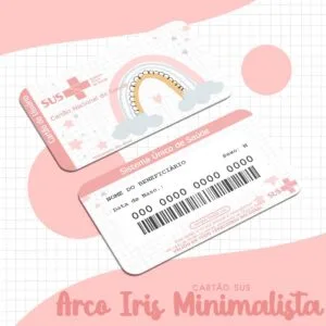 Cartão Sus Arco Íris Minimalista Menina - Arquivo Digital 7 Cartão Sus Arco Íris Minimalista Menina - Arquivo Digital
