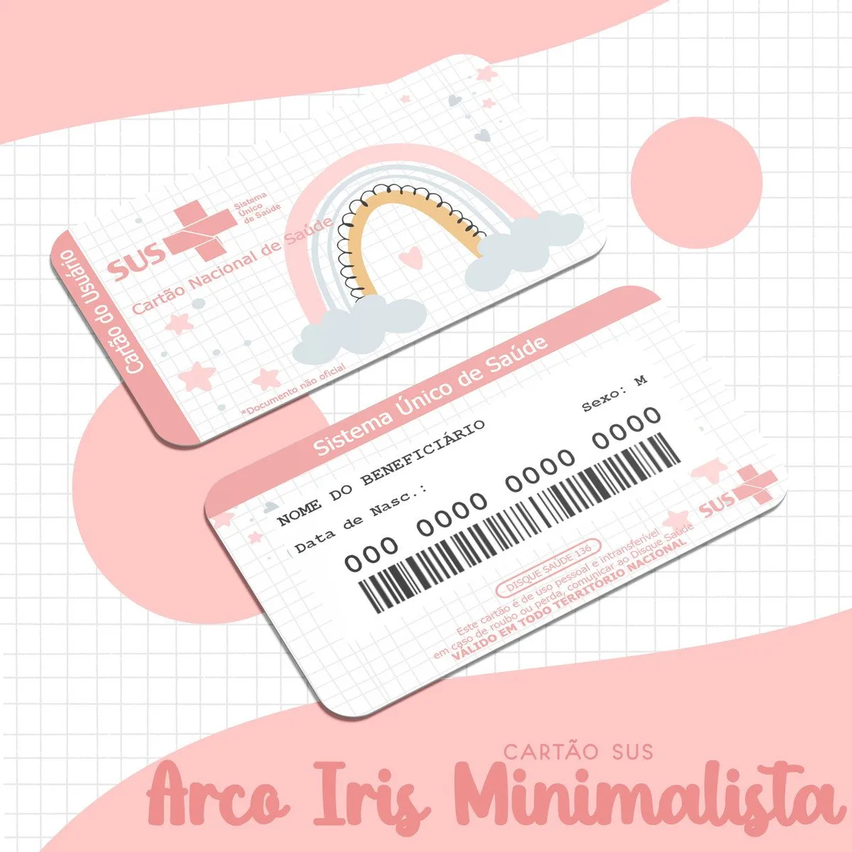 Cartão Sus Arco Íris Minimalista Menina - Arquivo Digital