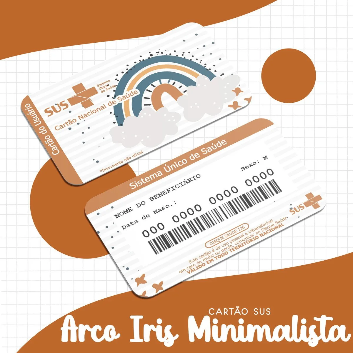 Cartão Sus Arco Íris Minimalista Menino - Arquivo Digital
