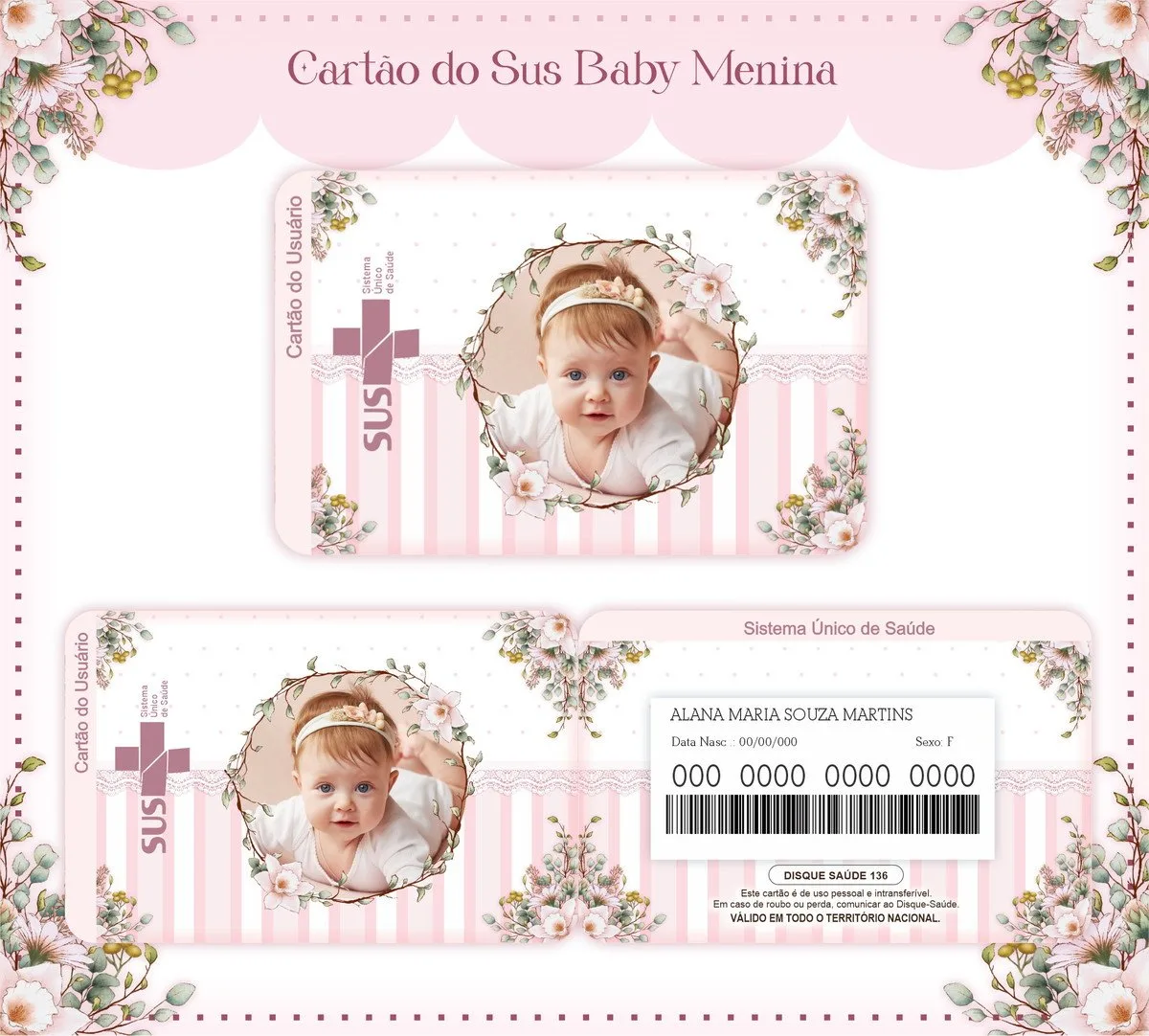 Cartão Sus Baby Menina - Arquivo Digital