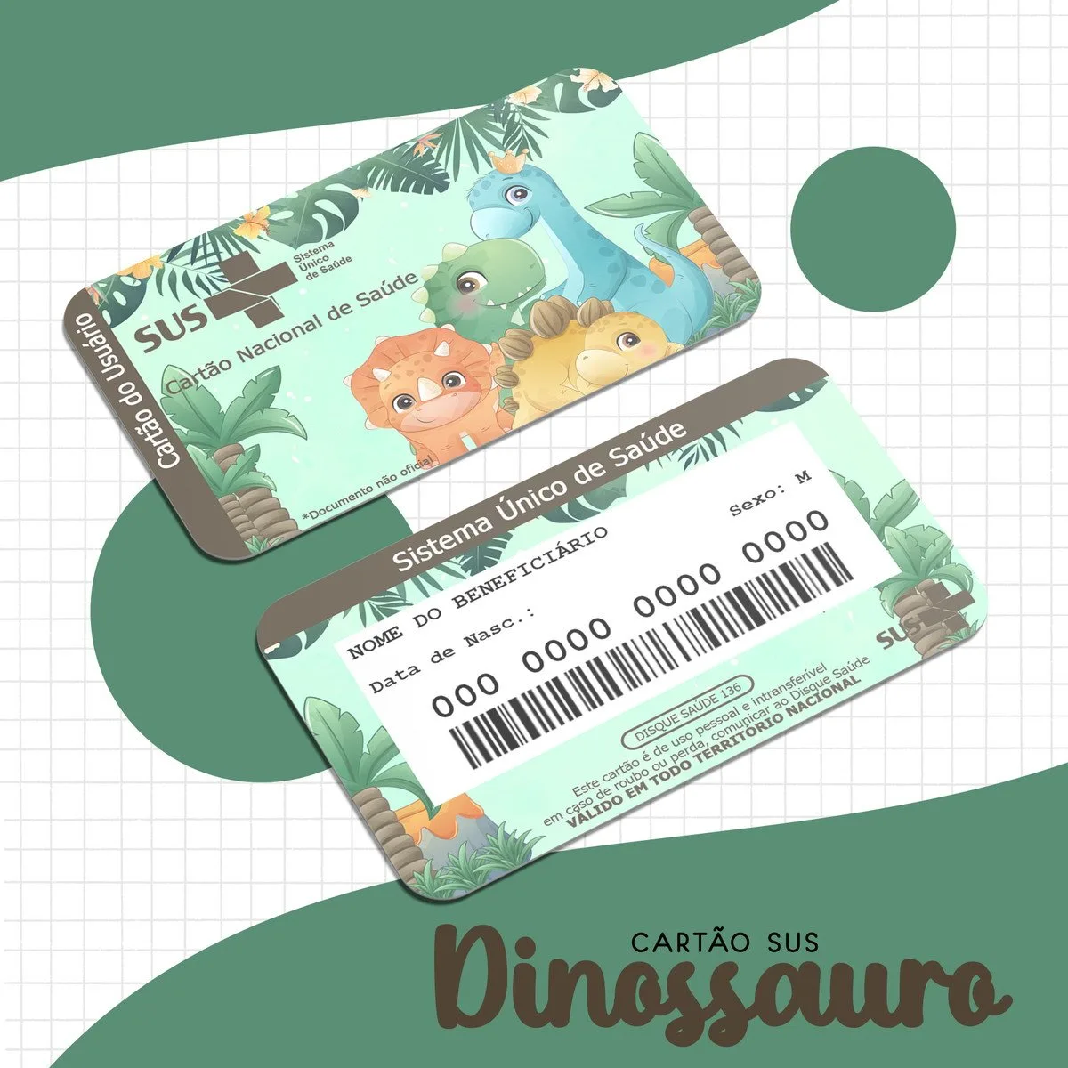 Cartão Sus Dinossauro Menino - Arquivo Digital