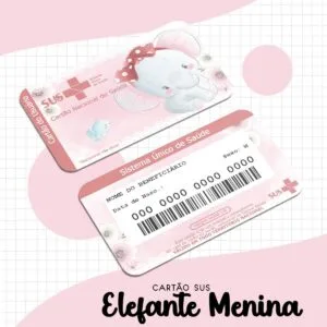Cartão Sus Elefante Menina - Arquivo Digital 26 Cartão Sus Elefante Menina - Arquivo Digital