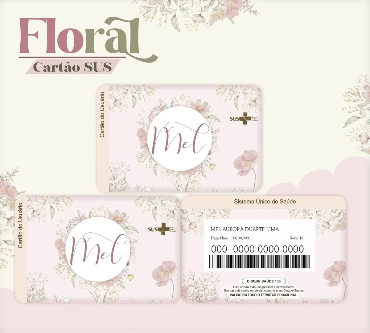 Cartão Sus Floral - Arquivo Digital 1 Cartão Sus Floral - Arquivo Digital
