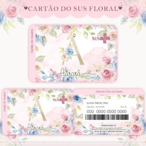 cartao sus floral rosinha arquivo digital kit digital