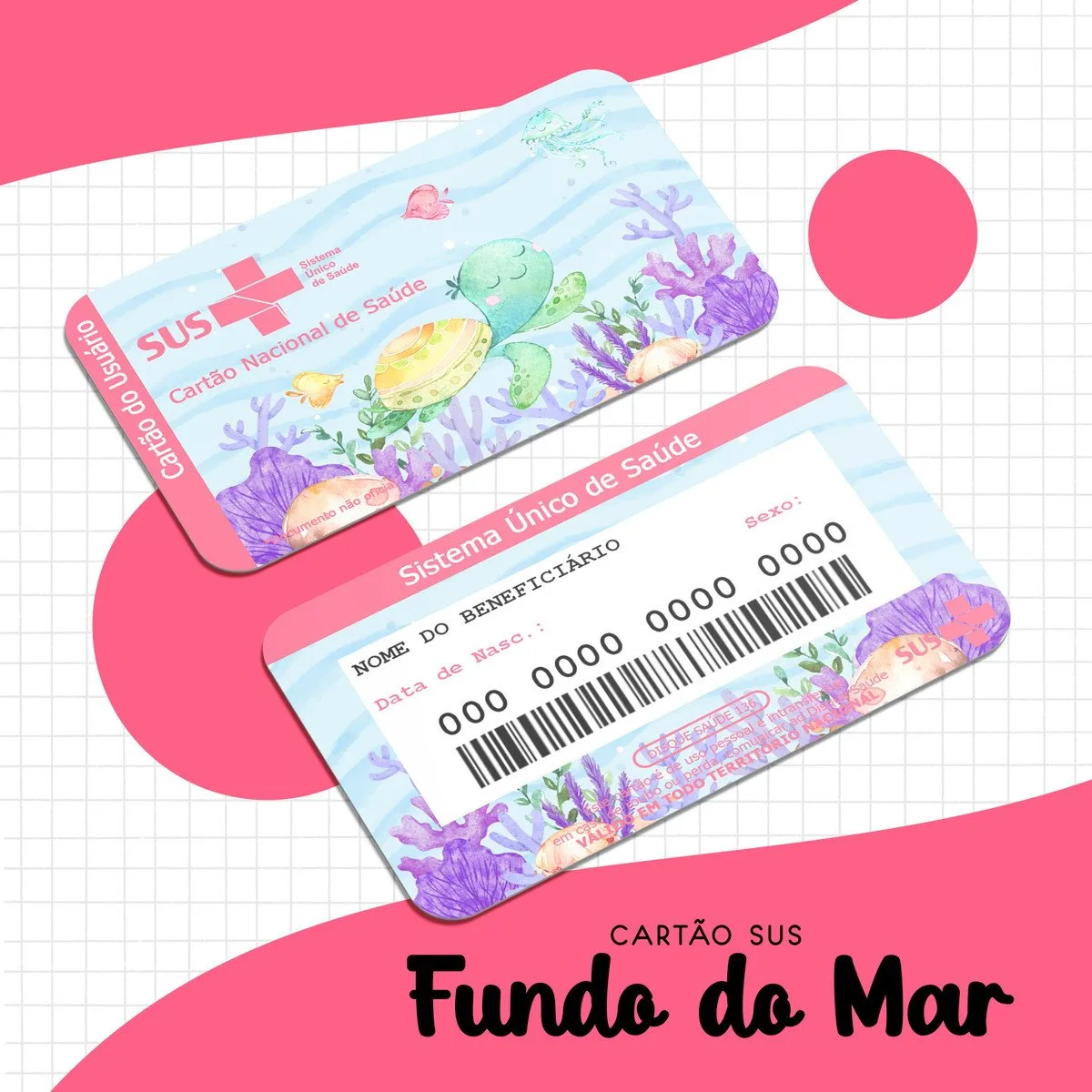 Cartão Sus Fundo do Mar Menina - Arquivo Digital
