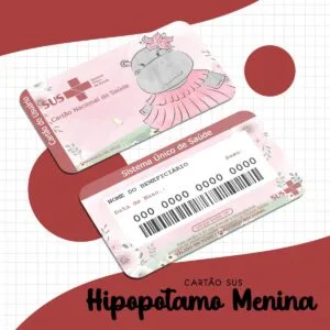Cartão Sus Hipopótamo Menina - Arquivo Digital 36 Cartão Sus Hipopótamo Menina - Arquivo Digital