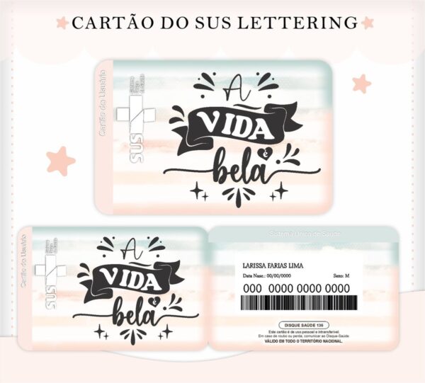 Cartão Sus Lettering Menina - Arquivo Digital