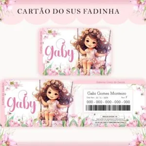 Cartão Sus Menina Fada - Arquivo Digital 36 Cartão Sus Menina Fada - Arquivo Digital