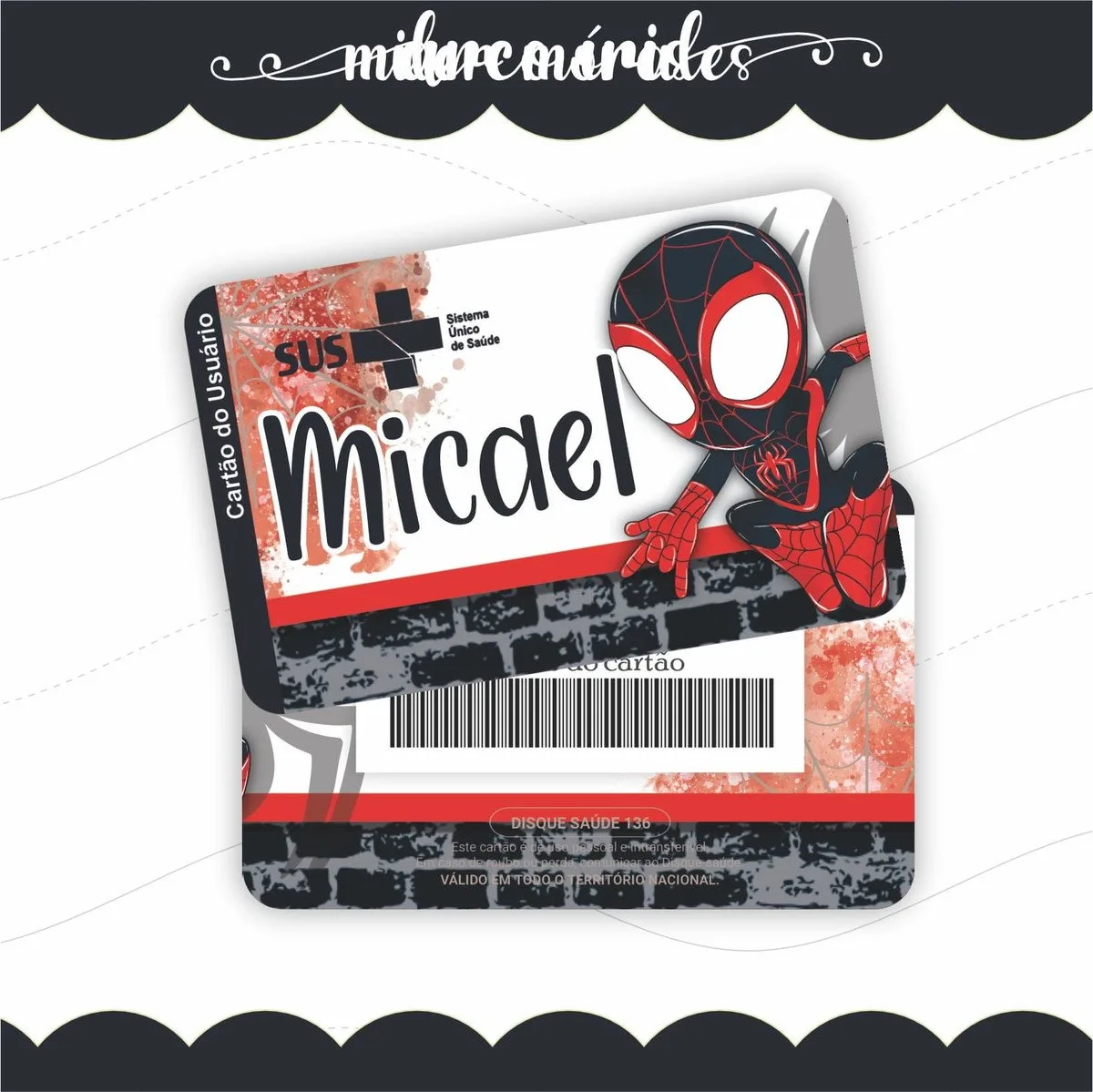 Cartão Sus Miles Morales - Arquivo Digital 1 Cartão Sus Miles Morales - Arquivo Digital