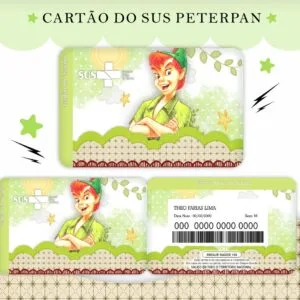 Arte digital de um cartão de saúde com tema infantil verde.