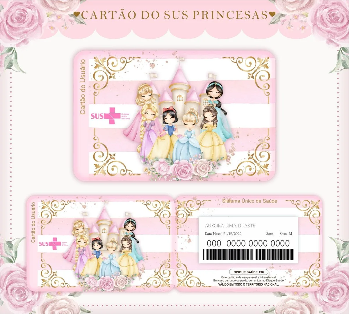 Cartão Sus Princesas - Arquivo Digital 1 Cartão Sus Princesas - Arquivo Digital