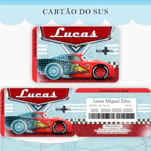 cartao sus tema carros personalizado arquivo digital