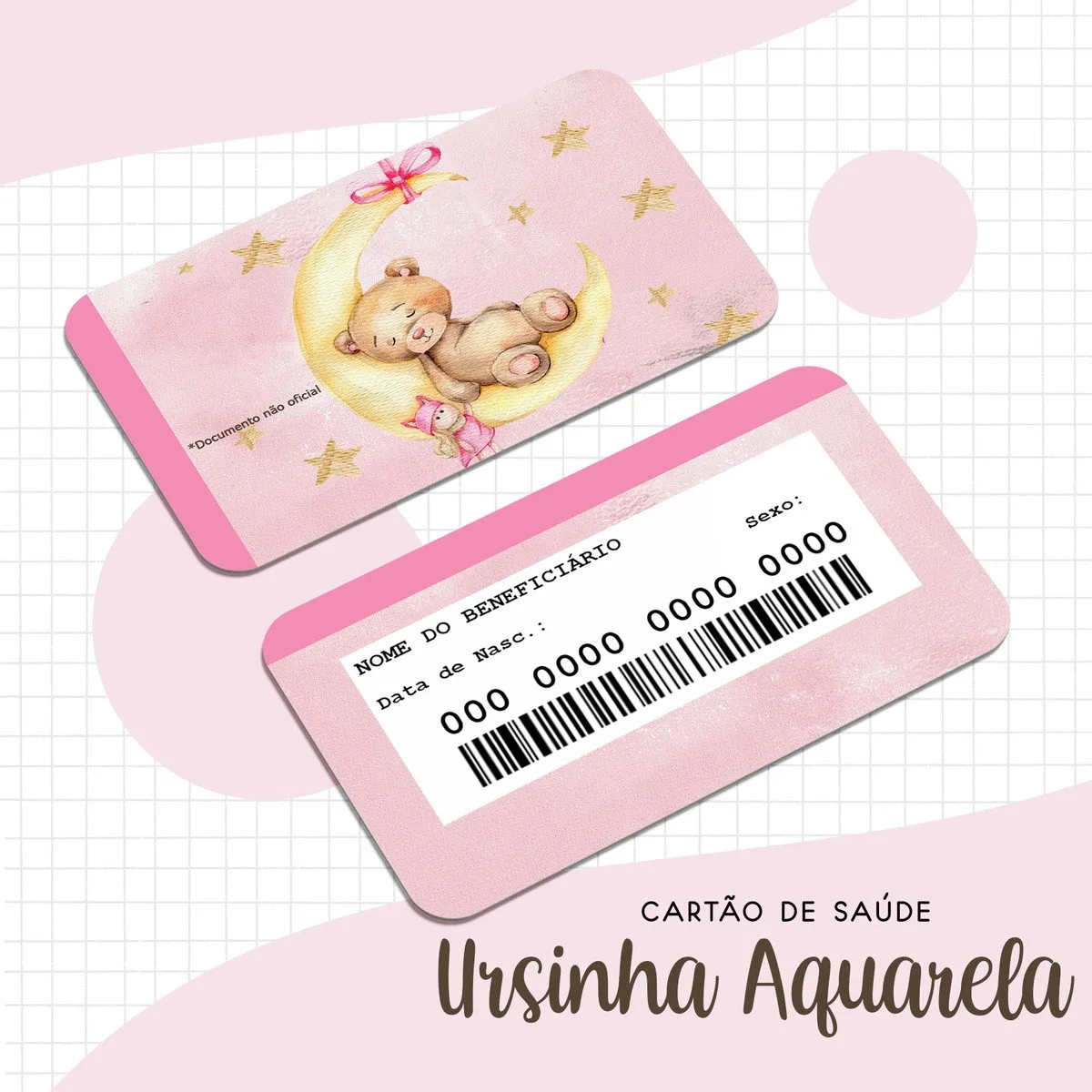 Cartão Sus Ursinho Aquarela - Arquivo Digital