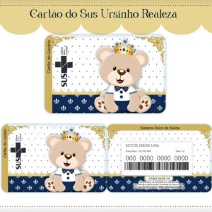 Cartão Sus Ursinho Realeza Menino - Arquivo Digital