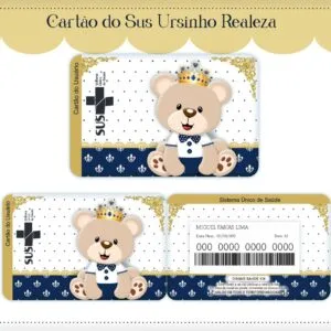 Cartão Sus Ursinho Realeza Menino - Arquivo Digital 11 Cartão Sus Ursinho Realeza Menino - Arquivo Digital