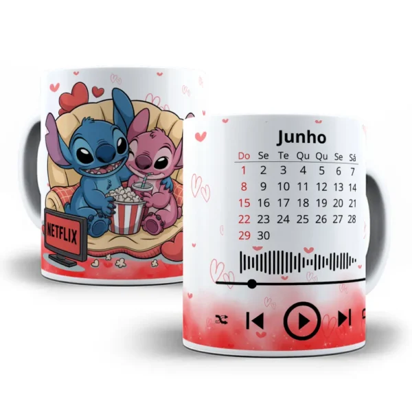 Celebre o Amor com Stitch: 14 Artes para Canecas de Namorados