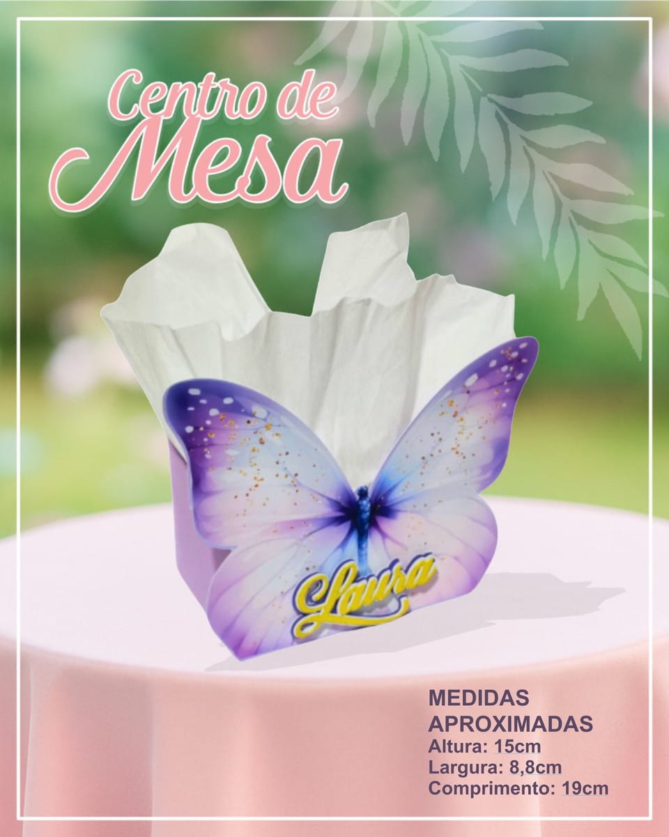 Centro de mesa borboleta lilás em PDF e Studio editável 1 Centro de mesa borboleta lilás em PDF e Studio editável